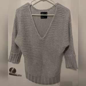 American Eagle Chunky Knit Sweater, Silver, Size S